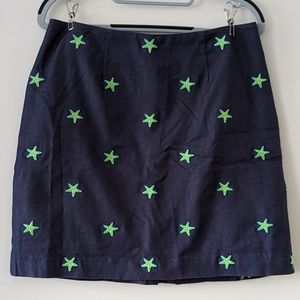 Lilly Pulitzer skirt | navy blue and lime green starfish | size 4